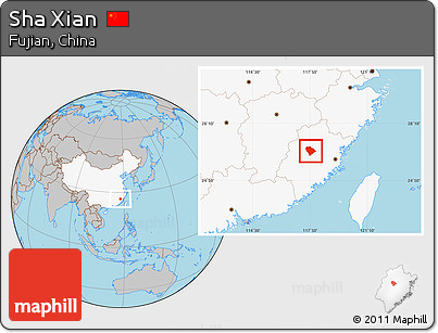 Gray Location Map of Sha Xian, highlighted country