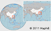 Gray Location Map of Sha Xian, highlighted country, highlighted parent region, within the entire country, hill shading