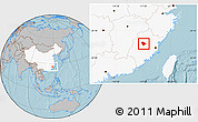 Gray Location Map of Sha Xian, highlighted country, hill shading