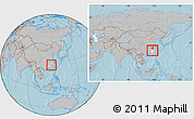 Gray Location Map of Sha Xian, highlighted parent region, within the entire country, hill shading