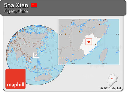 Gray Location Map of Sha Xian, highlighted parent region