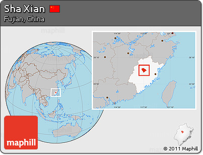 Gray Location Map of Sha Xian, highlighted parent region