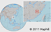 Gray Location Map of Sha Xian, hill shading