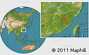 Satellite Location Map of Sha Xian