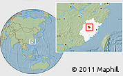 Savanna Style Location Map of Sha Xian, highlighted parent region, hill shading