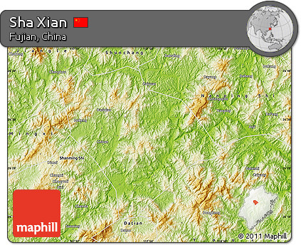 Physical Map of Sha Xian