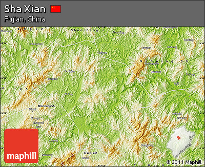 Physical Map of Sha Xian