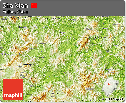Physical Map of Sha Xian
