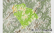 Physical Map of Sha Xian, semi-desaturated
