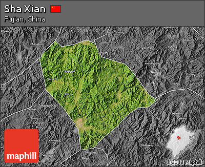 Satellite Map of Sha Xian, desaturated