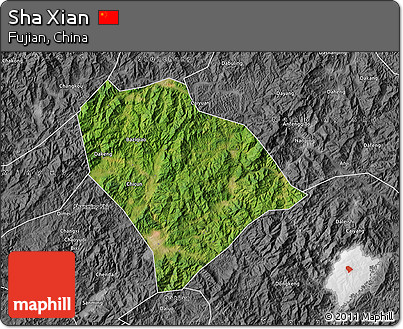 Satellite Map of Sha Xian, desaturated