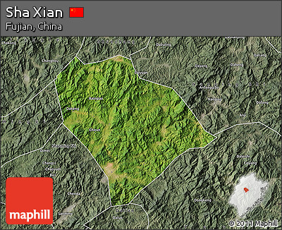 Satellite Map of Sha Xian, semi-desaturated