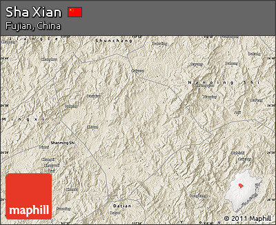 Shaded Relief Map of Sha Xian