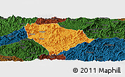 Political Panoramic Map of Sha Xian, darken