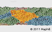 Political Panoramic Map of Sha Xian, semi-desaturated