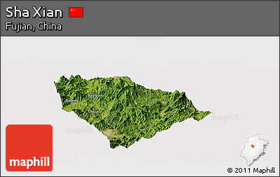 Satellite Panoramic Map of Sha Xian, cropped outside