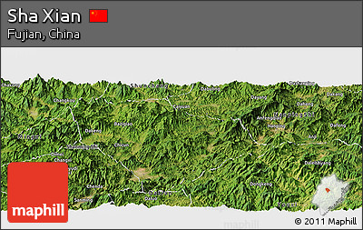 Satellite Panoramic Map of Sha Xian