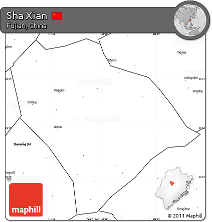 Blank Simple Map of Sha Xian