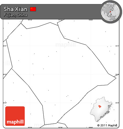 Blank Simple Map of Sha Xian, no labels