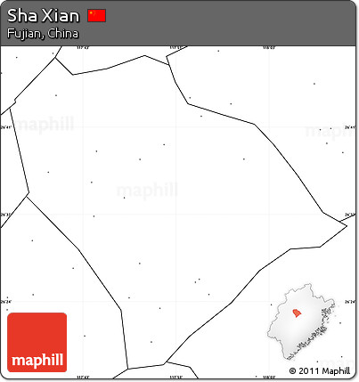 Blank Simple Map of Sha Xian, no labels