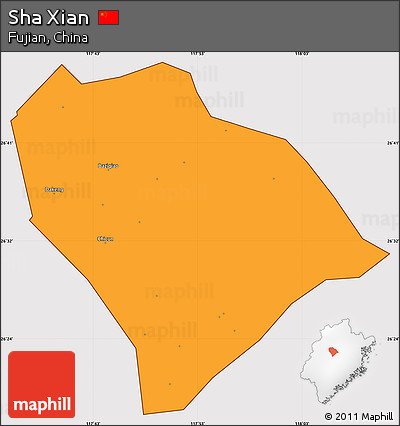 Political Simple Map of Sha Xian, cropped outside