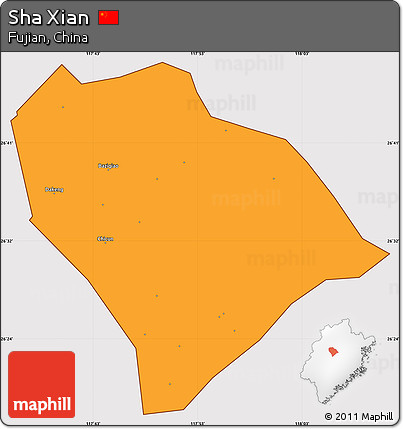 Political Simple Map of Sha Xian, cropped outside