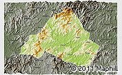 Physical 3D Map of Shaowu, darken, semi-desaturated
