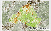 Physical 3D Map of Shaowu, semi-desaturated