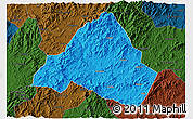 Political 3D Map of Shaowu, darken