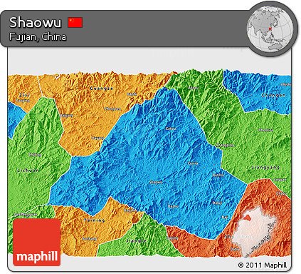 Political 3D Map of Shaowu