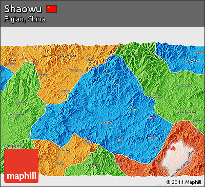 Political 3D Map of Shaowu