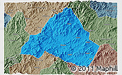 Political 3D Map of Shaowu, semi-desaturated