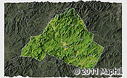 Satellite 3D Map of Shaowu, darken, semi-desaturated