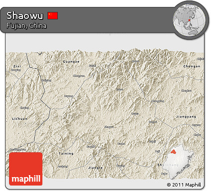 Shaded Relief 3D Map of Shaowu