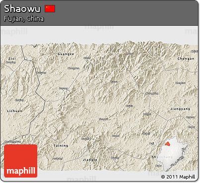 Shaded Relief 3D Map of Shaowu