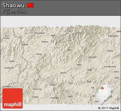 Shaded Relief 3D Map of Shaowu