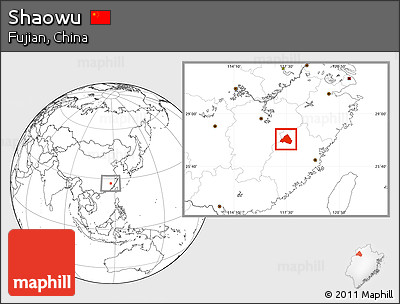 Blank Location Map of Shaowu