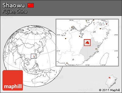 Blank Location Map of Shaowu, highlighted parent region
