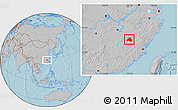 Gray Location Map of Shaowu, hill shading
