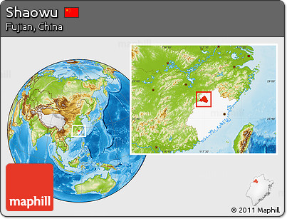 Physical Location Map of Shaowu, highlighted parent region