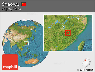 Satellite Location Map of Shaowu