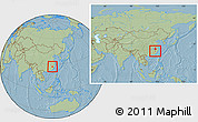 Savanna Style Location Map of Shaowu, within the entire country, hill shading