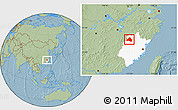Savanna Style Location Map of Shaowu, highlighted parent region, hill shading