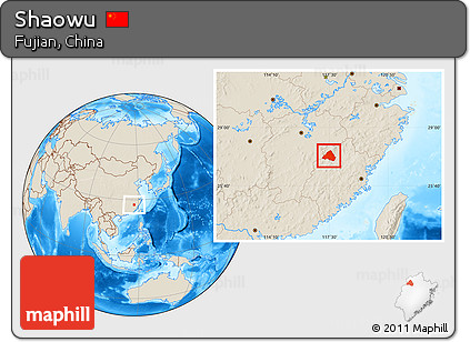 Shaded Relief Location Map of Shaowu