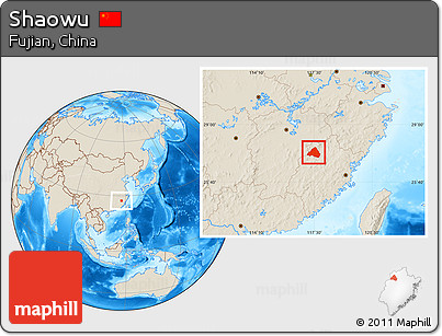 Shaded Relief Location Map of Shaowu