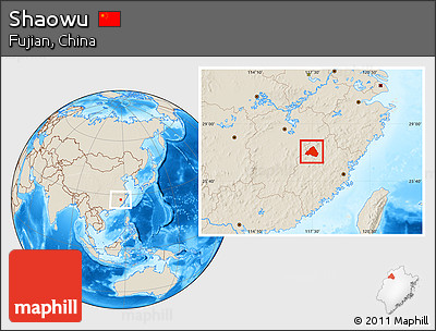 Shaded Relief Location Map of Shaowu