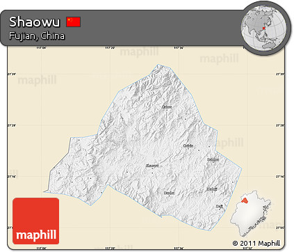 Classic Style Map of Shaowu, single color outside