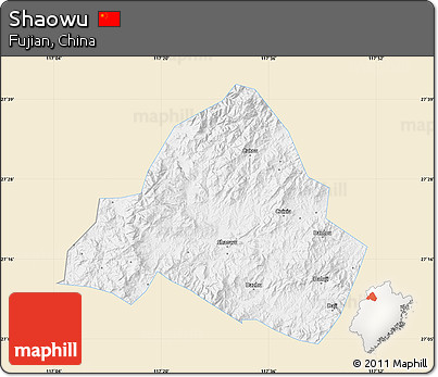 Classic Style Map of Shaowu, single color outside