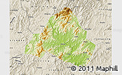Physical Map of Shaowu, shaded relief outside