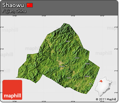 Satellite Map of Shaowu, single color outside